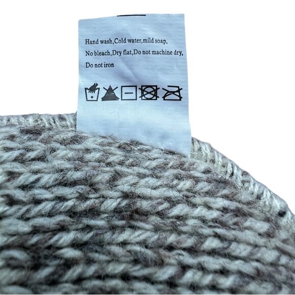 EccoRaggs Wool Blend Beanie Hat Knitted Gray Beige - Picture 7 of 7